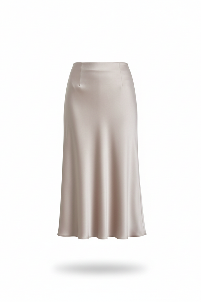 Jupe Longue Satinée Beige Fluide