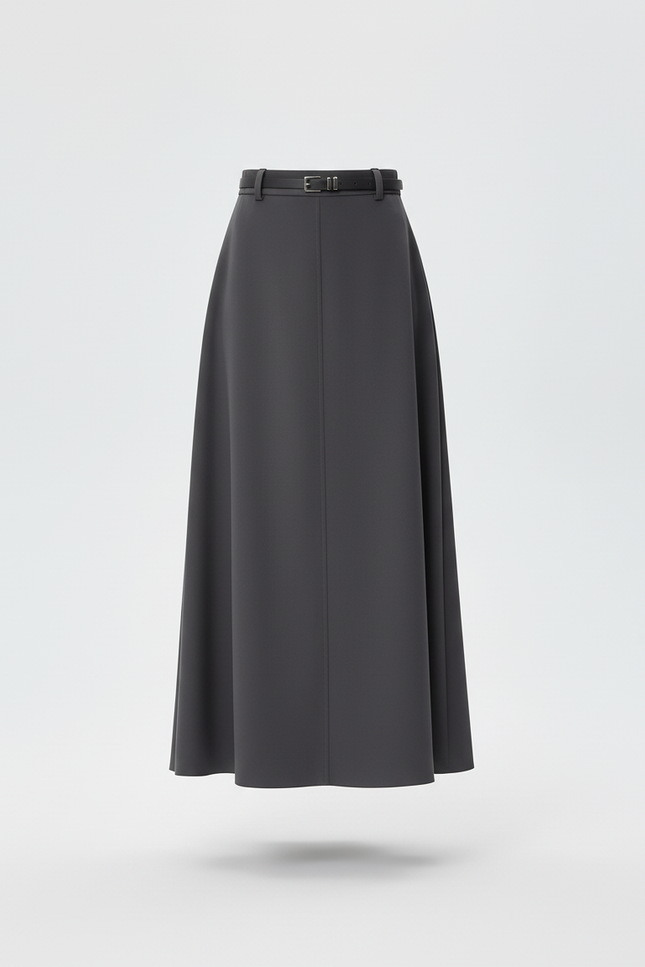 Jupe Longue Grise Fluide Élégante