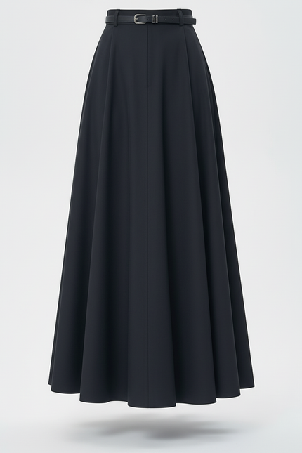 Jupe Longue Noire Évasée Élégante Chic