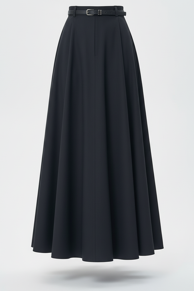 Jupe Longue Noire Évasée Élégante Chic