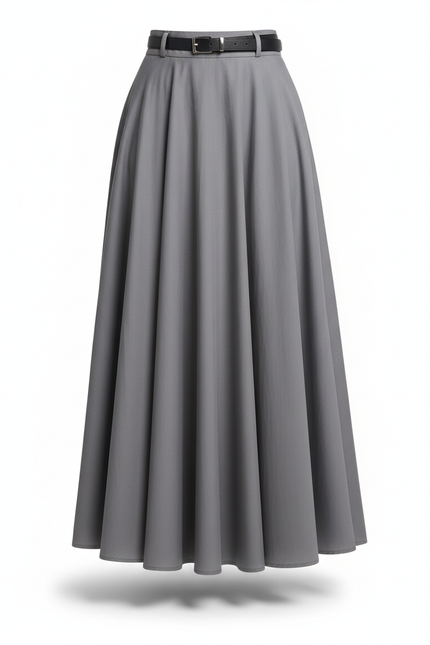 Jupe Longue Grise Taille Haute Fluide