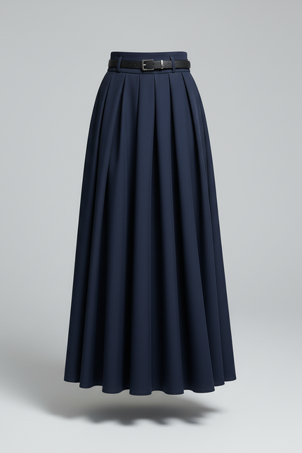 Jupe Bleu Marine Mi-Longue