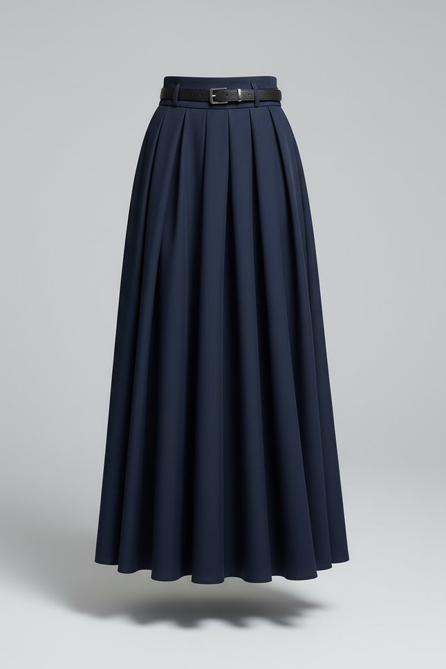 Jupe Bleu Marine Mi-Longue