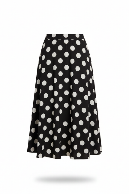 Jupe Longue Noire À Pois Blancs Fluide