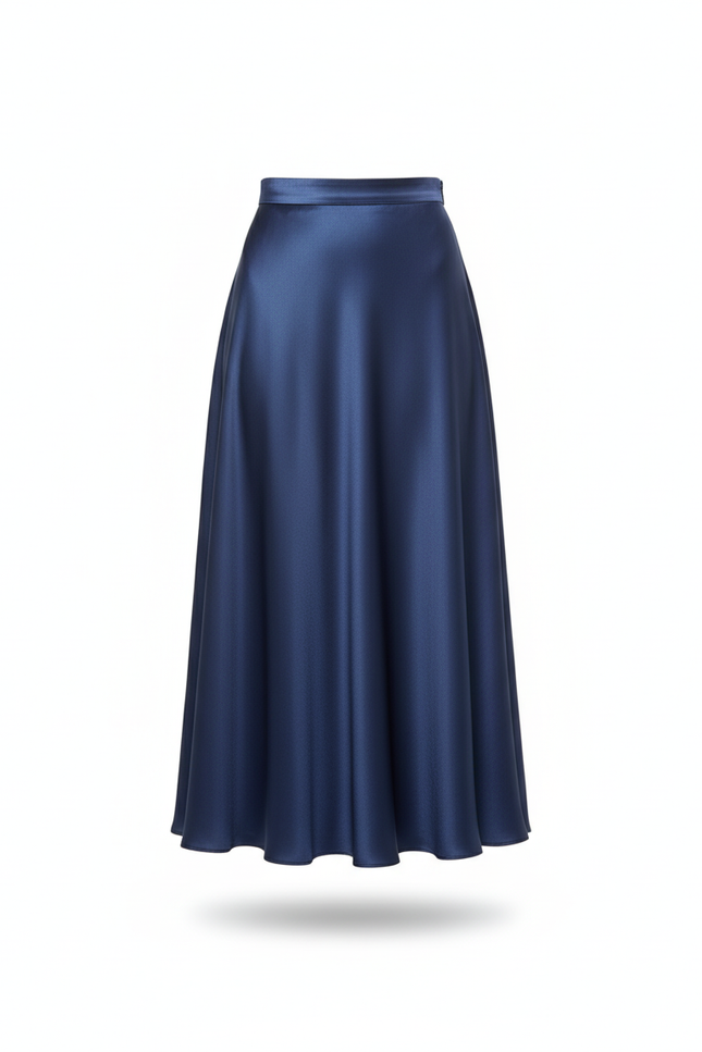 Jupe Longue Bleue Satinée Élégante