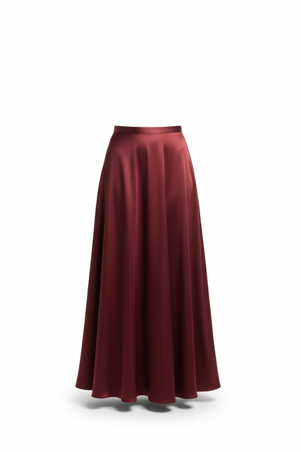 Jupe Longue Satin Bordeaux Élégante