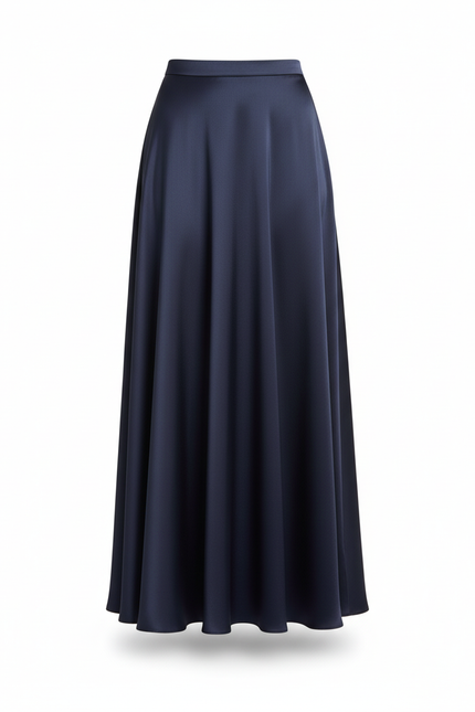 Jupe Longue Bleue Satinée Élégante Femme