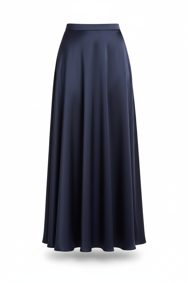 Jupe Longue Bleue Satinée Élégante Femme