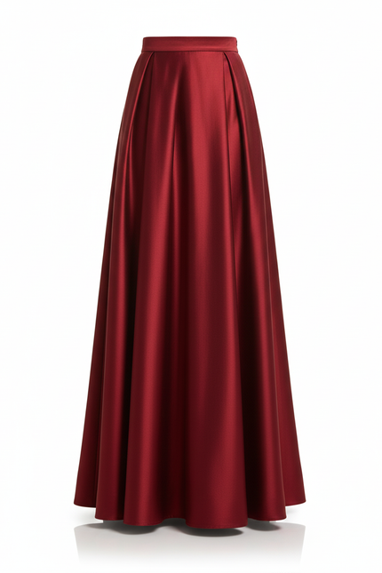 Jupe Longue Satin Bordeaux Élégante Chic