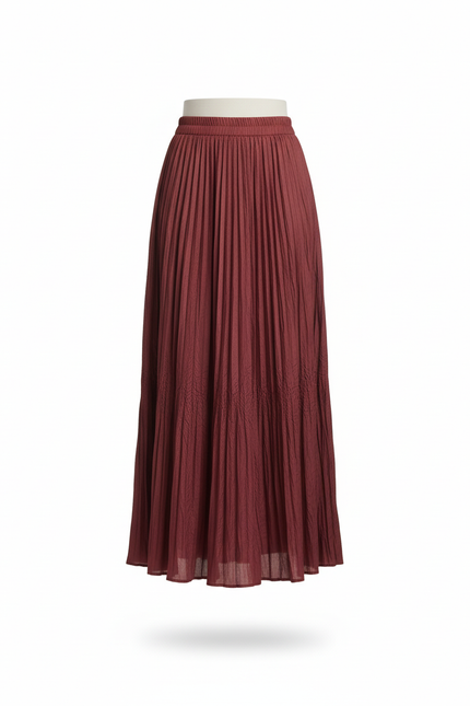 Jupe Longue Bordeaux Plissée Fluide