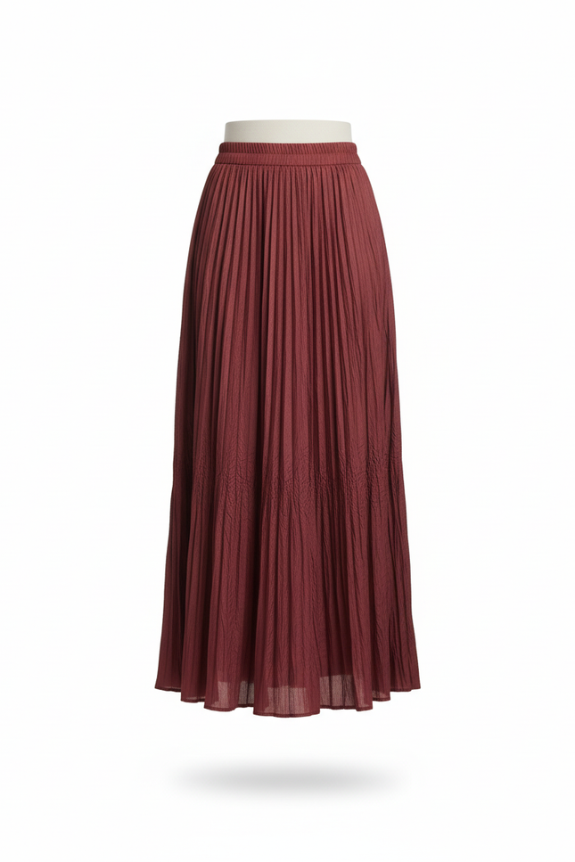 Jupe Longue Bordeaux Plissée Fluide