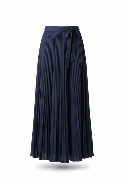 Jupe Longue Bleu Marine Plissée Fluide