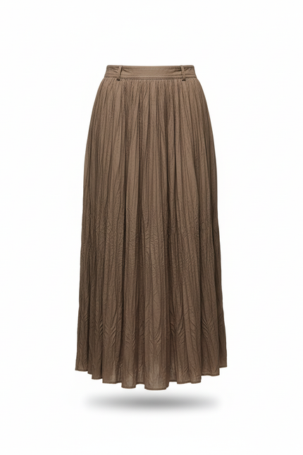 Jupe Longue Kaki Plissée Fluide