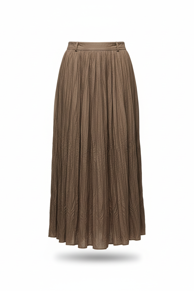 Jupe Longue Kaki Plissée Fluide