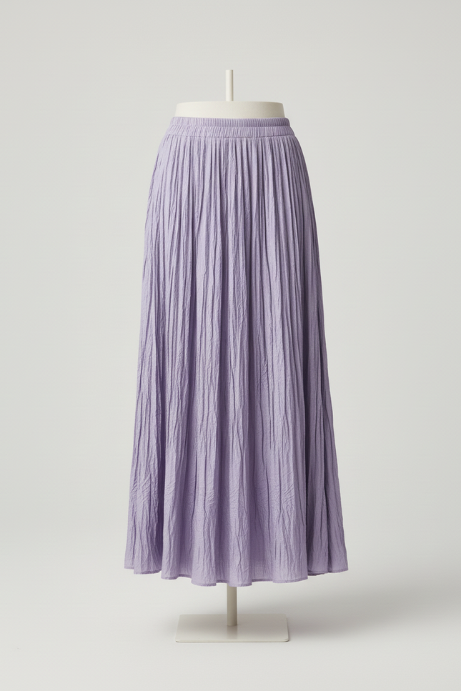 Jupe Longue Violette Plissée Décontractée