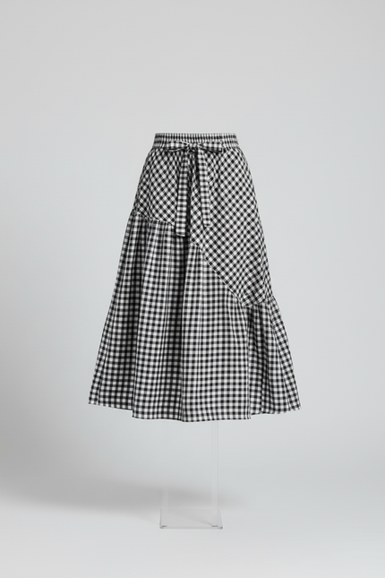 Jupe Longue À Carreaux Volants Chic