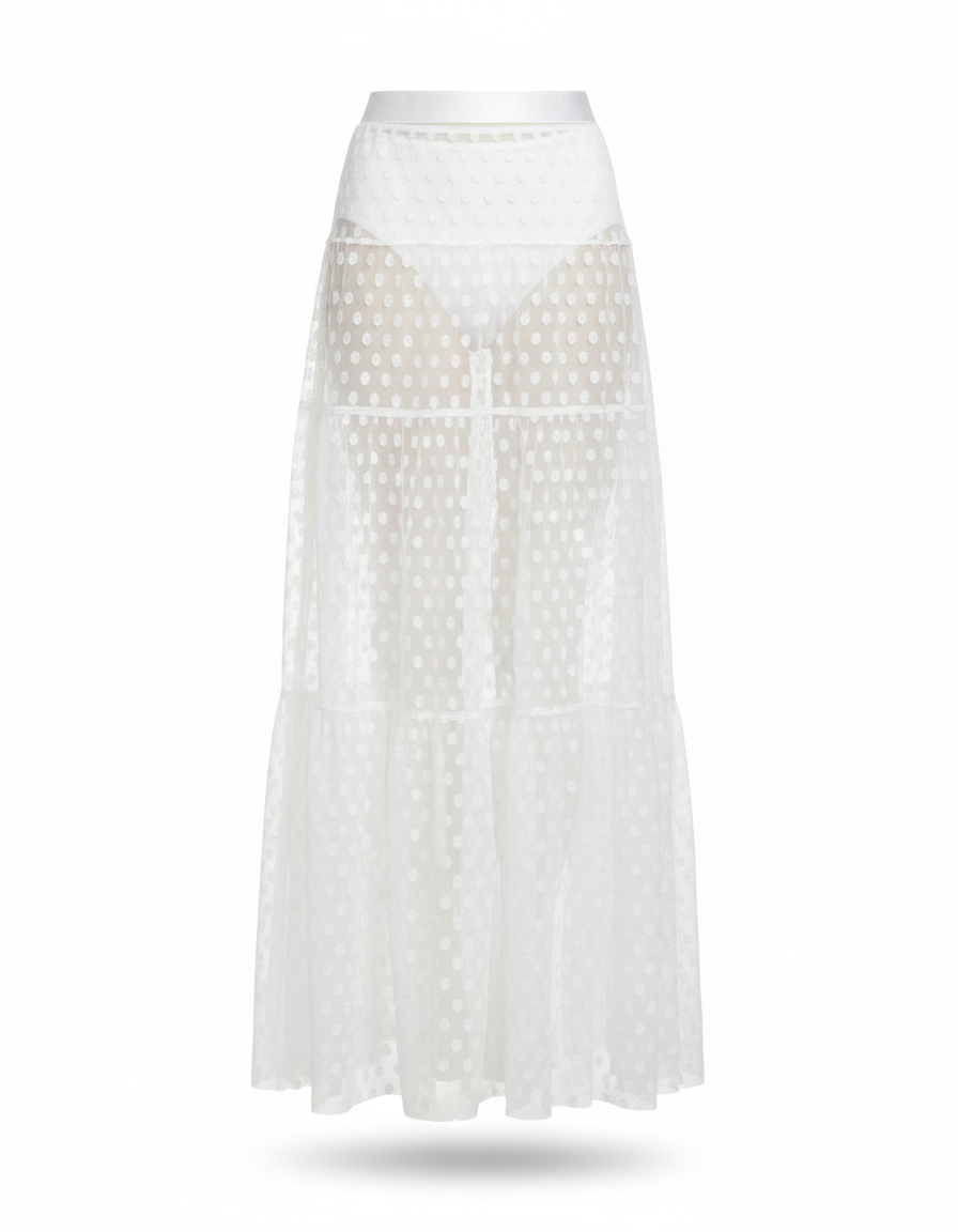 Jupe Longue Transparente À Pois Sexy