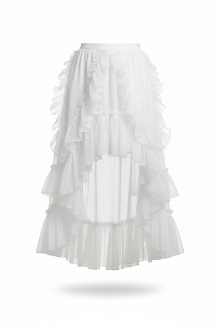 Jupe Longue Blanche Asymétrique Fluide