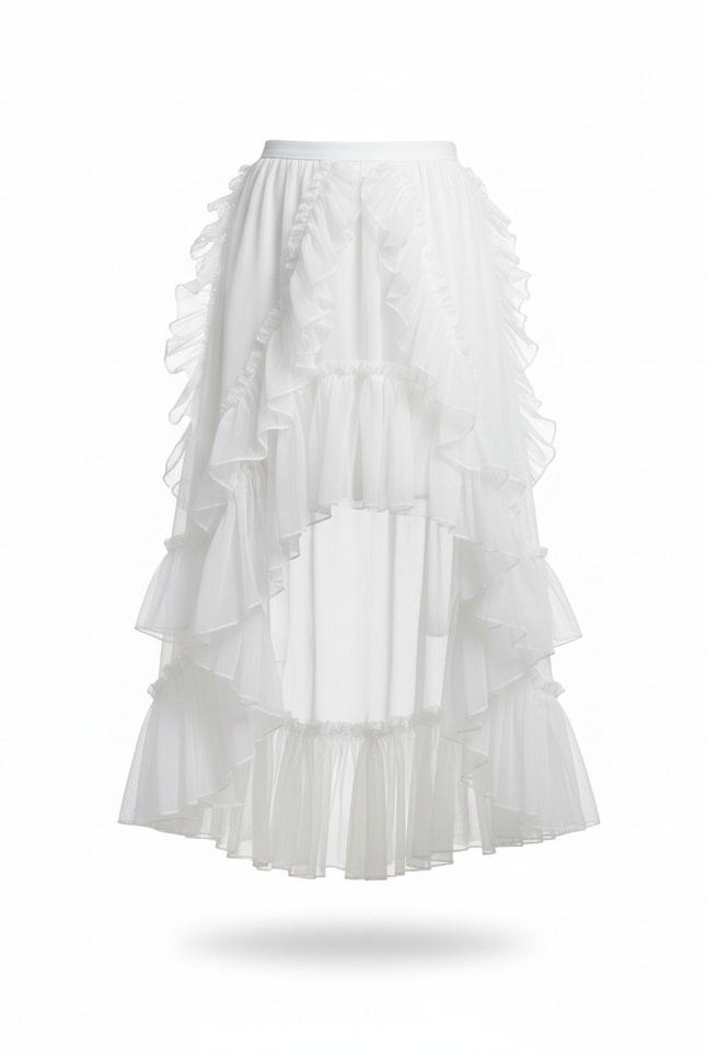 Jupe Longue Blanche Asymétrique Fluide