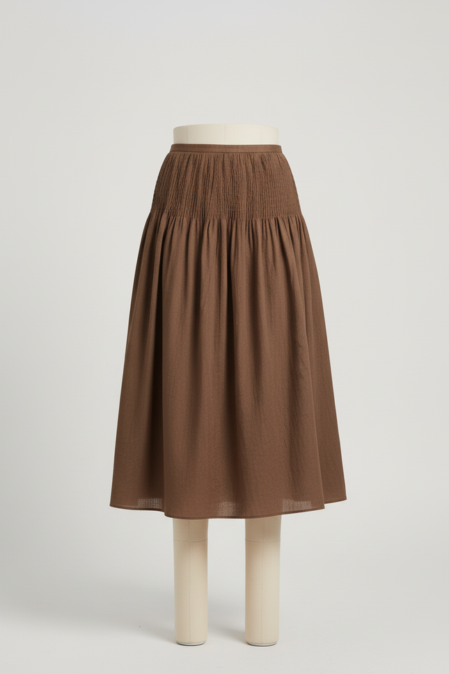 Jupe Longue Marron Fluide Élégante Mode