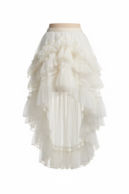 Jupe Longue Asymétrique Volants Chic