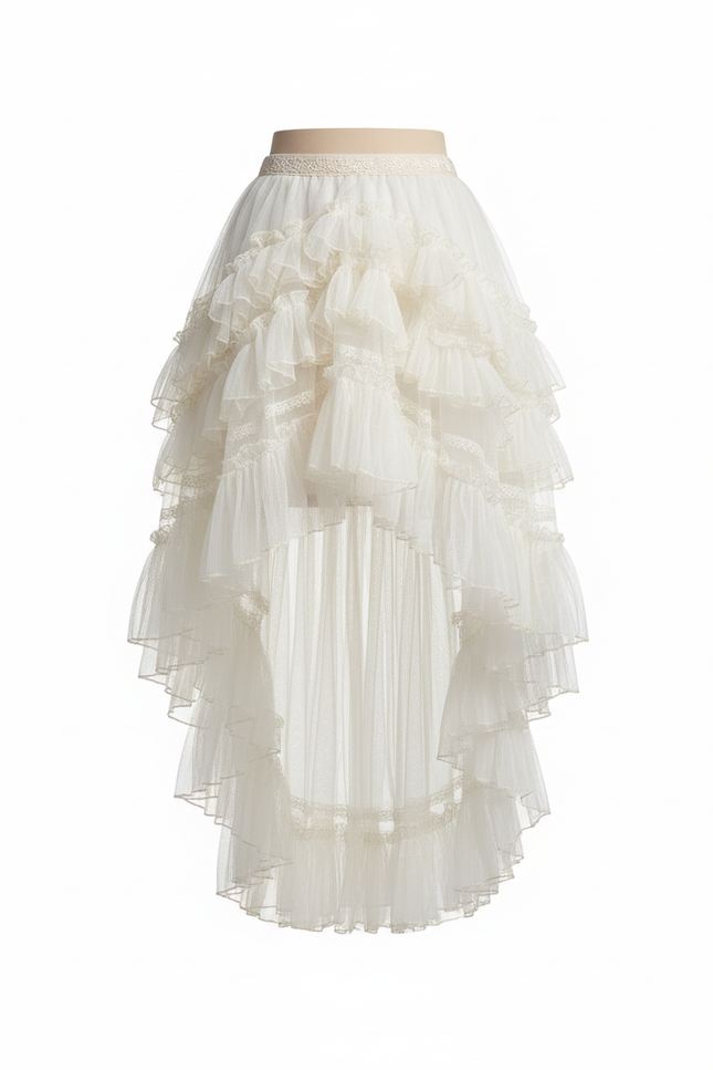 Jupe Longue Asymétrique Volants Chic