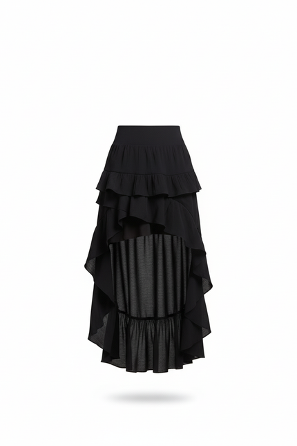 Jupe Longue Noire Volants Gothique