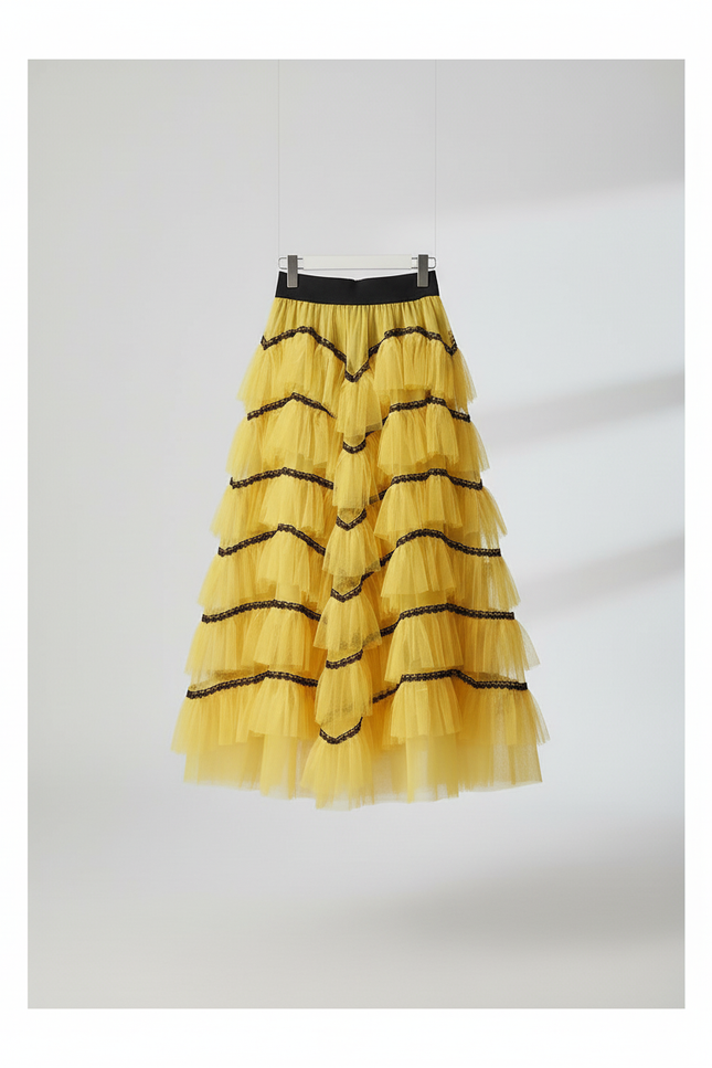 Jupe Longue Tulle Jaune