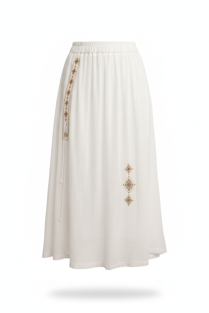 Jupe Longue Blanche Broderie Bohème