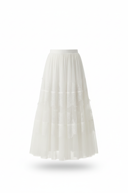Jupe Longue Blanche Dentelle Fluide