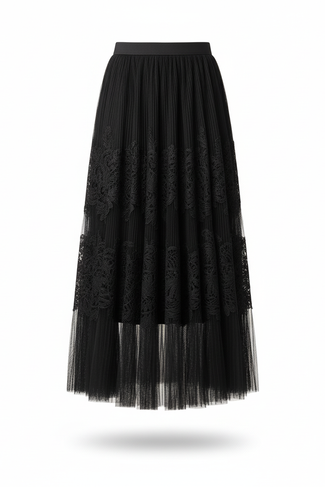 Jupe Longue Tulle Dentelle Élégante