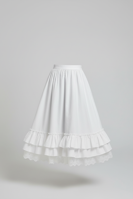 Jupe Longue Blanche Volants Fluide