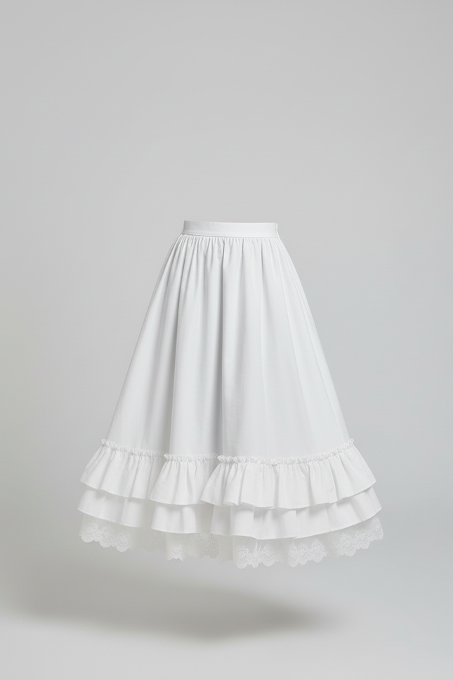 Jupe Longue Blanche Volants Fluide