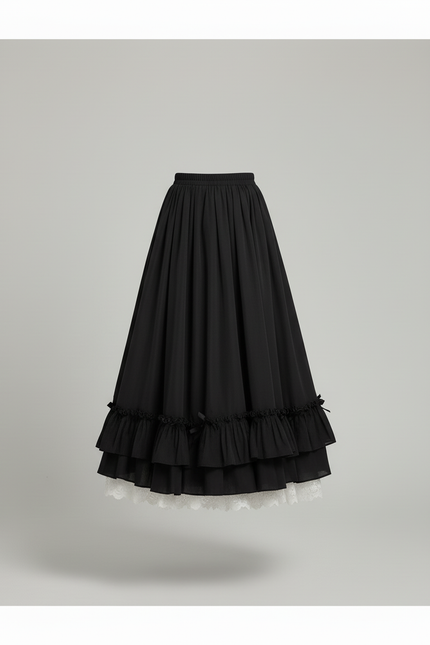 Jupe Longue Volants Dentelle Collège