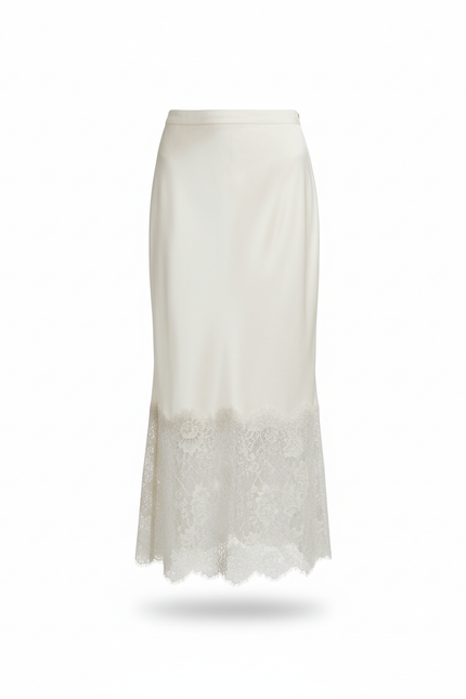 Jupe Longue Satin Dentelle Élégante