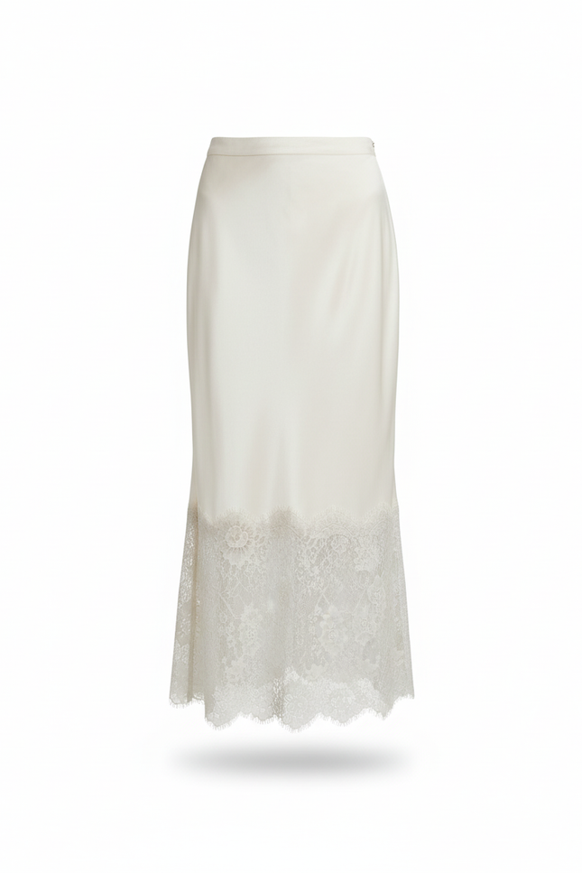 Jupe Longue Satin Dentelle Élégante