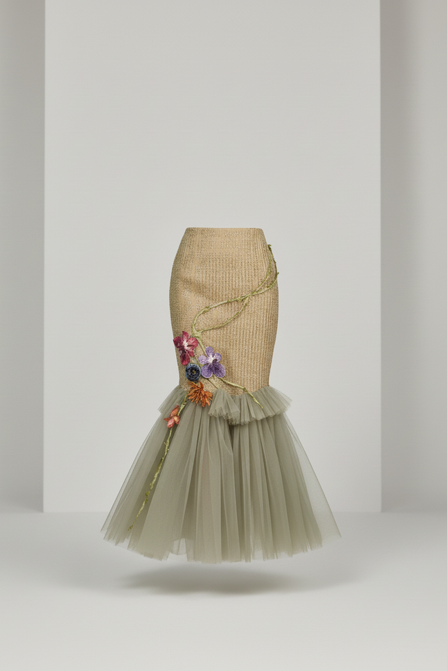 Jupe Longue Sequin Doré