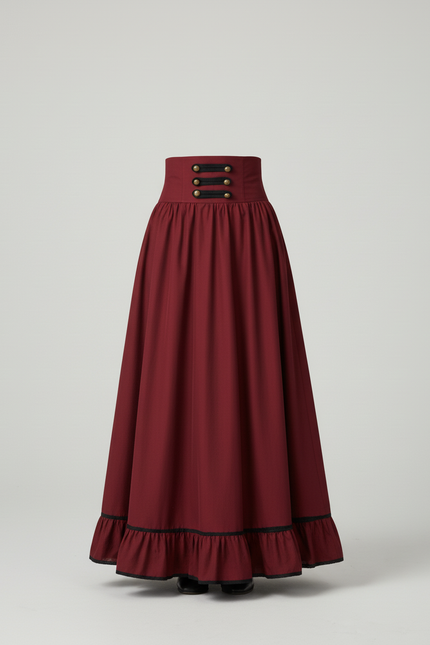 Jupe Longue Bordeaux Taille Haute Élégante