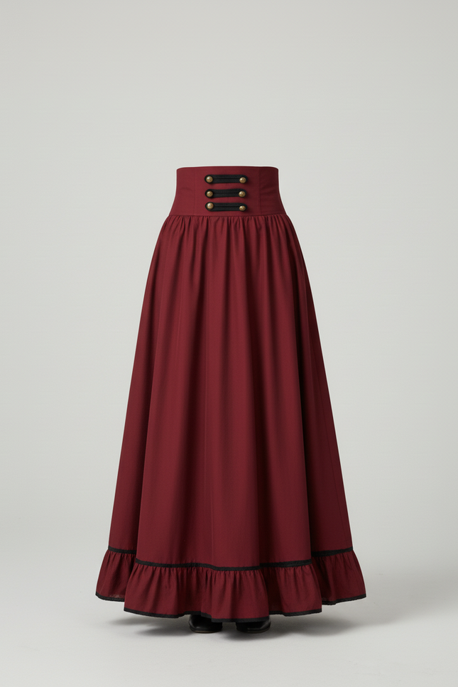 Jupe Longue Bordeaux Taille Haute Élégante