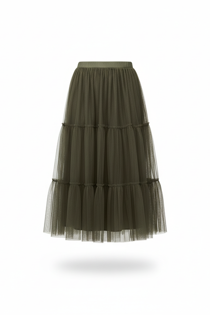 Jupe Longue Kaki Tulle Chic