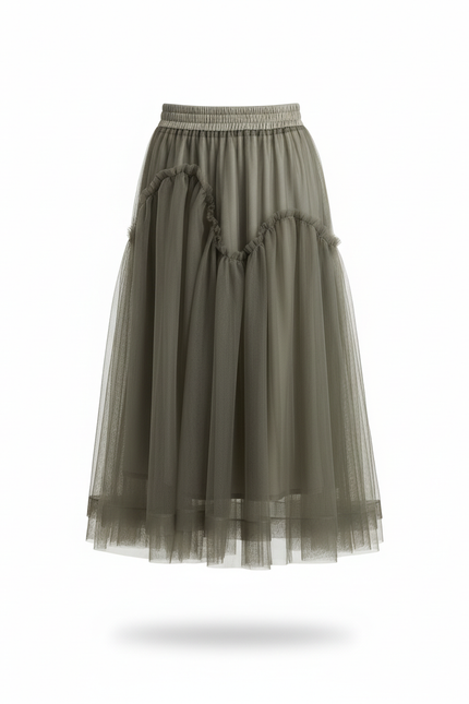 Jupe Longue Tulle Vert Élégante