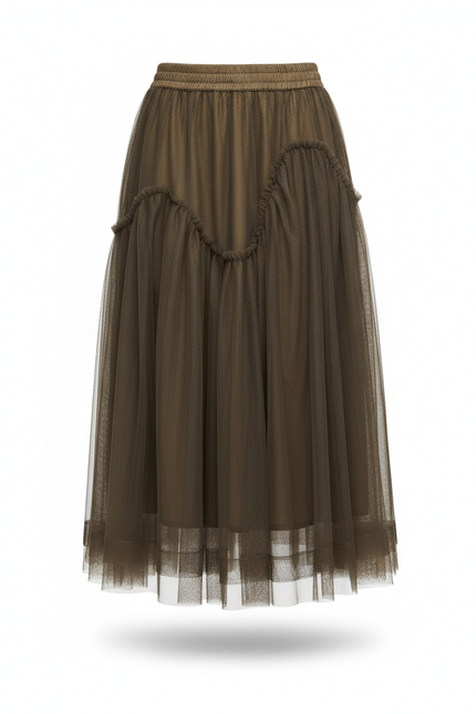 Jupe Longue Tulle Volants Élégante Femme