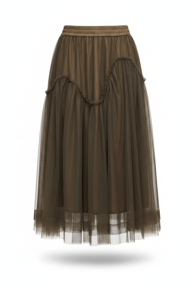 Jupe Longue Tulle Volants Élégante Femme