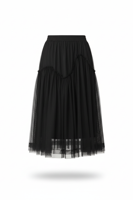 Jupe Longue Noire Tulle Élégante