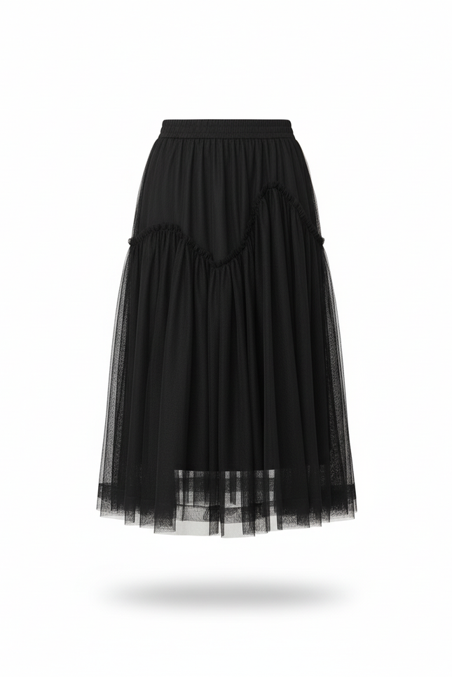 Jupe Longue Noire Tulle Élégante