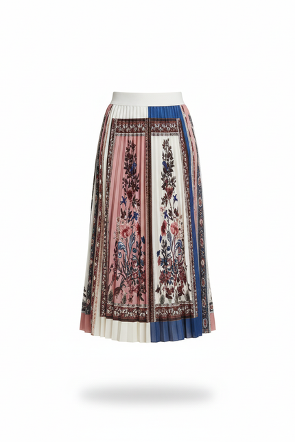 Jupe Longue Plissée Imprimée Florale Chic