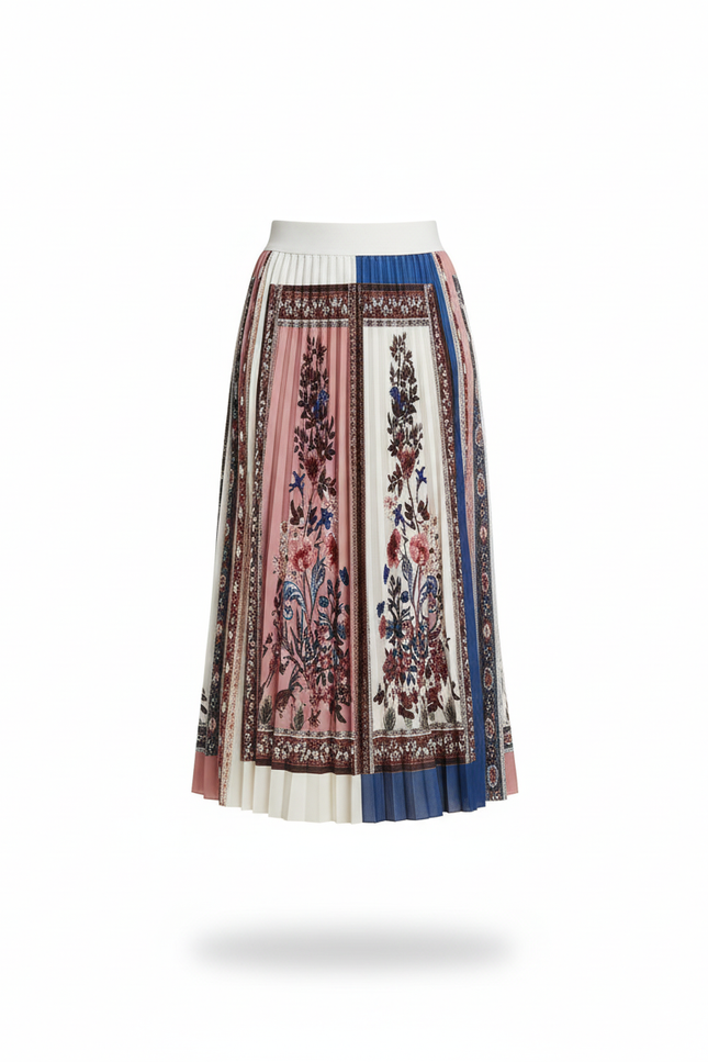 Jupe Longue Plissée Imprimée Florale Chic