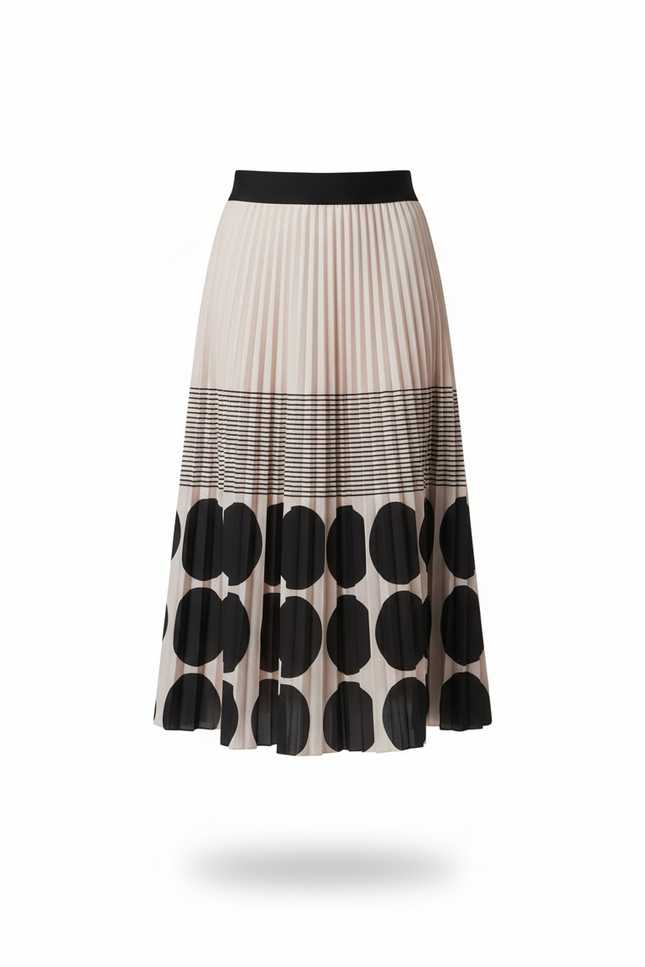 Jupe Longue Plissée Chic Motif Géométrique