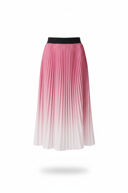 Jupe Longue Dégradé Rose Plissée Fluide