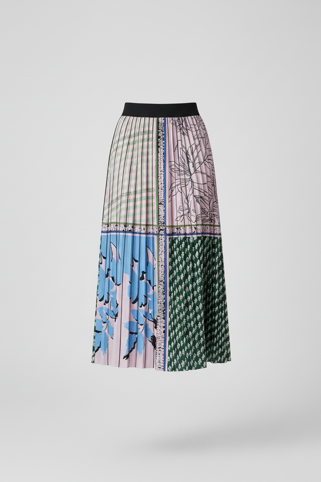 Jupe Longue Plissée Motifs Chic